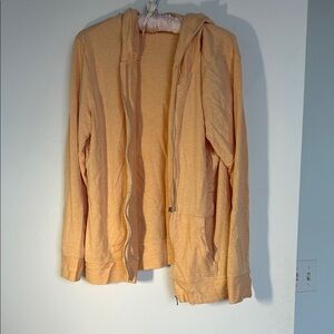 Casual Light Orange Zip-Up Hoodie